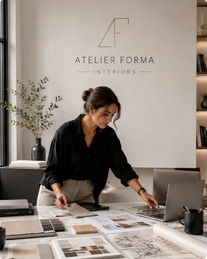 Wydrukowane logo Atelier Forma Interiors